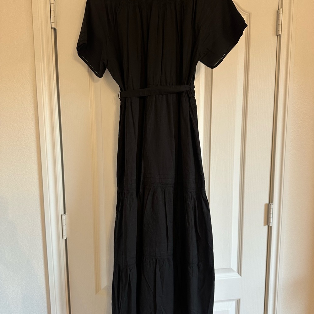 Pea in the Pod Black Maternity Linen Button-Down Dress - Picture 16 of 16